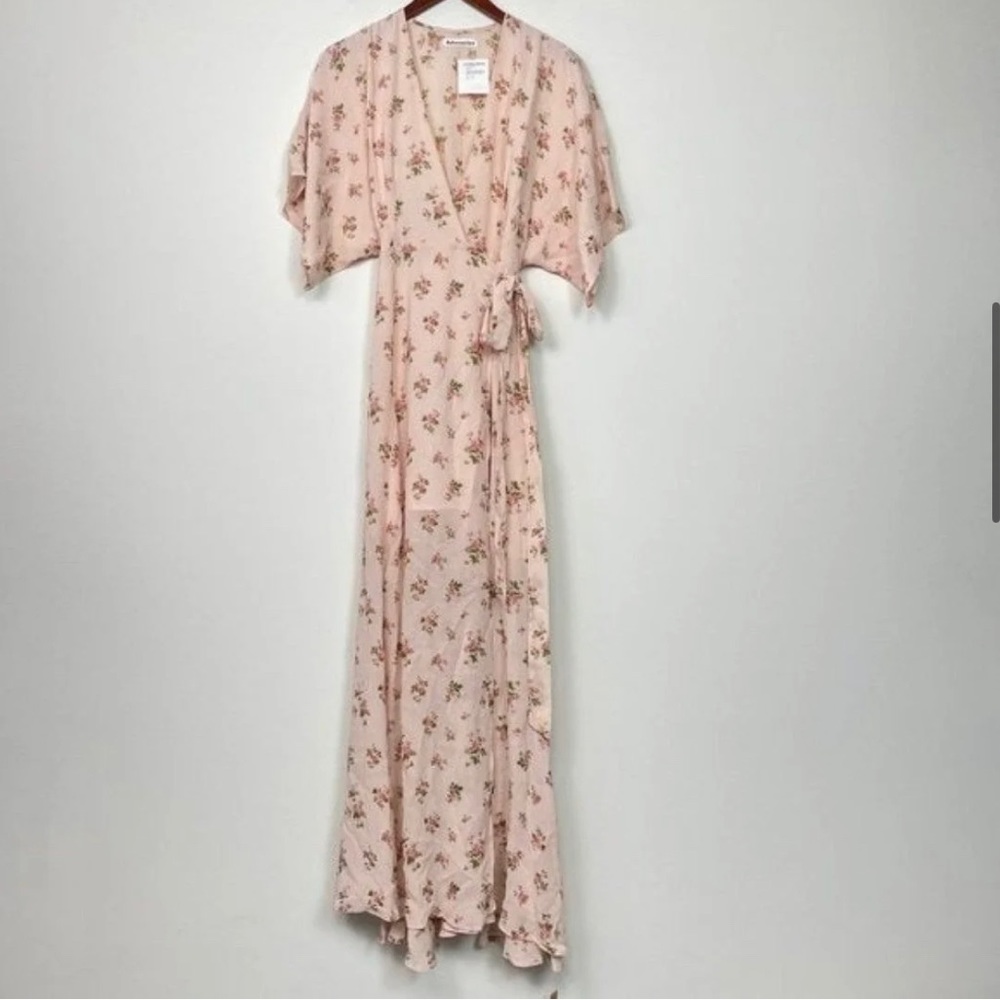 Reformation Pink Floral Wrap Maxi Dress